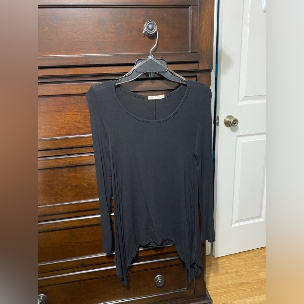 Black Asymmetrical Long Sleeve Top